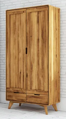 Produktbild von Drehtürenschrank / Kleiderschrank Timaru 19 Wildeiche massiv geölt - Abmessungen: 180 x 90 x 45 cm (H x B x T)