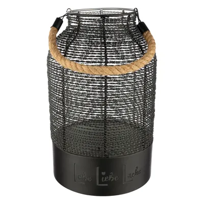 Produktbild von GILDE Windlicht rund Lebe, Liebe, Lache schwarz H. 33 cm, 60735