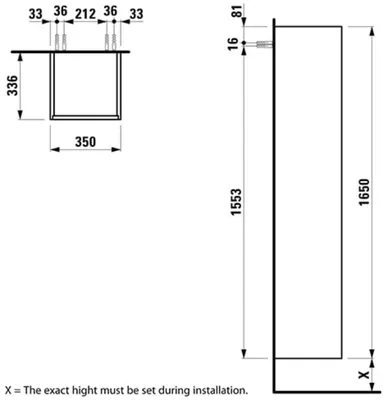 Produktbild von LAUFEN Laufen Hochschrank BASE FÜR PRO S 1650x350x336mm Scharn. re weiß glänzend