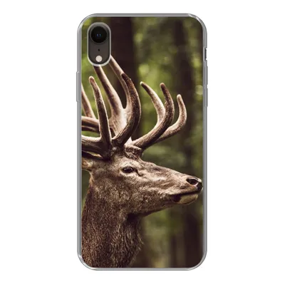 Produktbild von MuchoWow® Handyhülle Schutzhülle Hülle für iPhone XR Hirsch - Natur - Geweih - Wald - Tiere Silikon Softcase Handy Hülle - Schutzdeckel