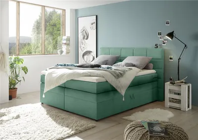 Produktbild von Boxspringbett 180x200 cm mit Bettkasten TEREZIN-09 Hotelbett in Uran grün
