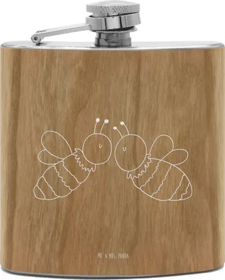 Produktbild von Mr. & Mrs. Panda Flachmann Biene Liebe - Transparent - Geschenk, spirituosenflasche, Edelstahl, Wespe, Aus, feldflasche, Hip Flask