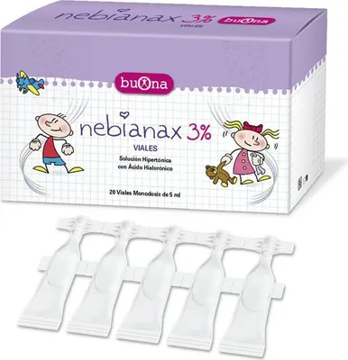 Productafbeelding van NEBIAL FLACONCINI: Hypertonische natriumchlorideoplossing met 3% natriumchloride en 20x 5 ml hyaluronzuur