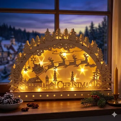 Obrázek produktu pro Svítící vánoční oblouk se svíčkou LED cca 26 x 42 x 7,5 cm - vánoční dekorace