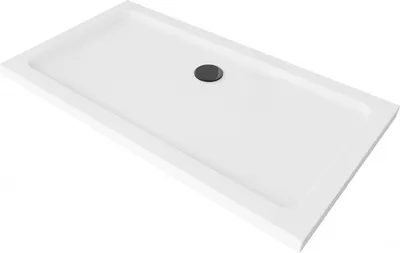 Produktbild von Mexen Flat rechteckige Duschwanne slim 120 x 70 cm, Weiß, Siphon Schwarz - 40107012B