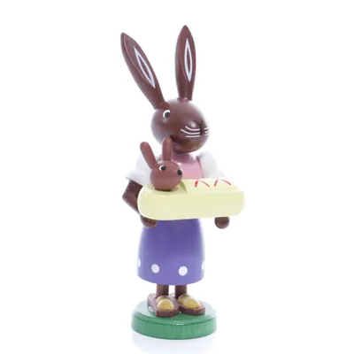 Produktbild von Thomas Preißler Erzgebirge Osterhase 10 cm, Motiv:Häsin mit Baby