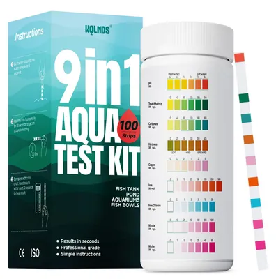 Obrázok produktu pre Testovacie pásiky 9 v 1 na kontrolu kvality vody v akváriu