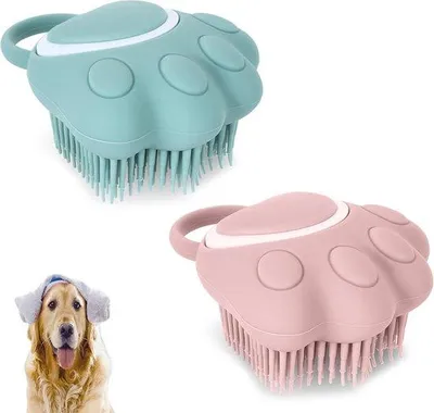 Immagine prodotto di Set in silicone per la cura del pelo di cani e gatti, spazzola da massaggio, cura del pelo degli animali, ricaricabile con gel doccia, cura del pelo per cani e gatti