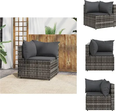 Produktbild von vidaXL Narożna sofa ogrodowa z poduszkami z szarego polirattanu - Sofy ogrodowe