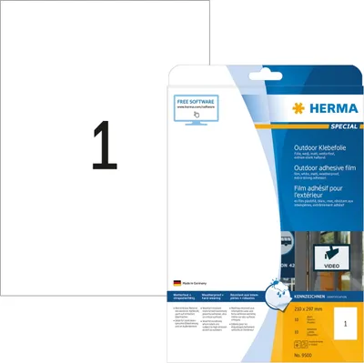 Produktbild von Etiketten Outdoor Klebefolie weiß 210x297mm Special A4 VE=32x10 Stück