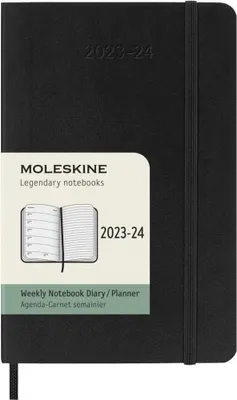 Produktbild von Moleskine 18 Monate Wochen Notizkalender 2023/2024, P/A6, 1 Wo = 1 Seite, Rechts Linierte Seite, Soft Cover, Schwarz