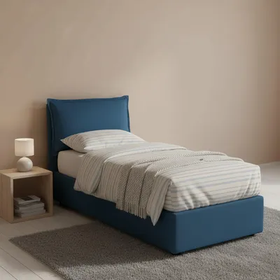 Immagine prodotto di Talamo Italia Letto Singolo Aren 95x205 cm blu, Materasso Incluso Sfoderabile  Italy