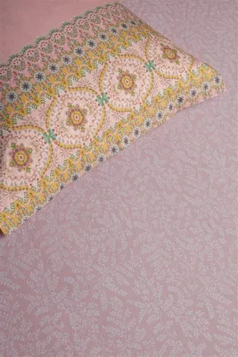 Produktbild von PiP Studio Jersey Spannbettlaken 96% Baumwolle, 4% Elasthan, Elasthan, 180 GSM Pip Leafy Pink /220 80/ /210/220 cm Pocket pth: 30