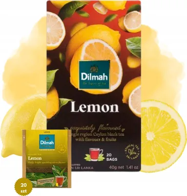 Zdjęcie produktu dla Dilmah Lemon Ceylon Black Tea Czarna Herbata Cejlońska Cytrynowa 20 Torebek
