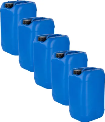 Produktbild von kanister-vertrieb® 5 Stück 25 Liter 25 L Kanister Camping Outdoor Wasserkanister lebensmittelecht Farbe blau inkl. Etikett (5x25knb)