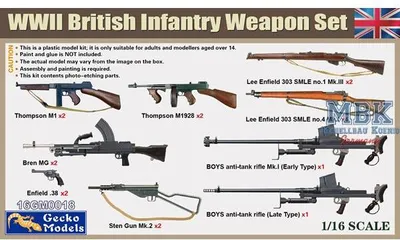 Immagine prodotto di Gecko Models 16GM0018 Set di armi della fanteria britannica della Seconda Guerra Mondiale