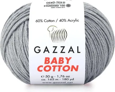 Produktbild von Gazzal Baby Baumwolle 3430 Sportgarn Grau 50g - Weich & Hochwertig für Kinder