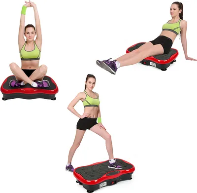 Produktbild von Fitness Platte Vibrationstrainer, für den Büro-Wohnzimmer, Multi-Funktions mit Bluetooth und USB,Vibrationsplatte Body-Shaper der Eignungs-Ausrüstung (Schwarz+rot)