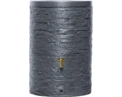 Produktbild von 4rain Regenspeicher Arondo, Regentonne inkl. Deckel / Auslaufhahn / Zulaufdichtung, Höhe 93 cm, Ø 60 cm, Kunststoff, grau