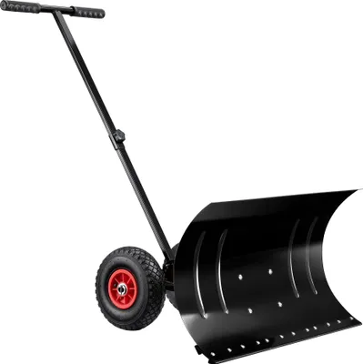 Image de Wiltec Pelle à neige sur roues gonflables – Lame de 74 x 43 cm – Longueur poignée 100 cm – en PVC et acier – Chasse neige manuel pour déneigement