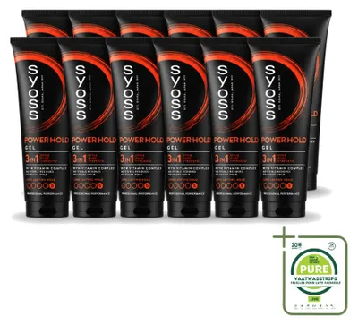 Zdjęcie produktu dla 12 sztuk żelu do włosów Syoss Power Hold - bardzo mocne utrwalenie - 250 ml - opakowanie zbiorcze