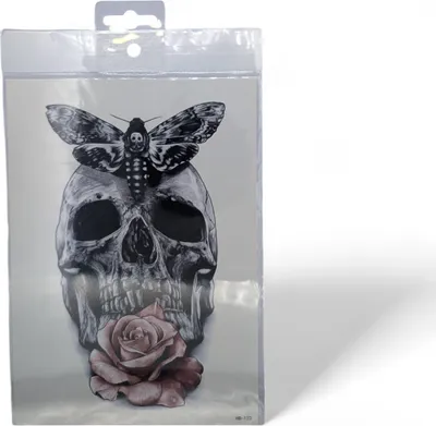 Produktbild von Temporäre Tattoos – Kunstvolle Designs für Ausdrucksstarke Körperschmuck Schmetterlings-Schädel