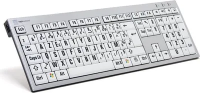 Image de Logickeyboard LargePrint Clavier USB AŽERTY Français Blanc (LKB-LPRNTBW-AJPU-FR)
