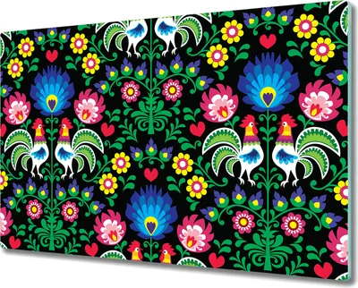 Produktbild von Glas-Herdabdeckplatte Glaskeramikkochfeld-Abdeckung Spritzschutz - 80x52 cm - Volkspolnische Bunte