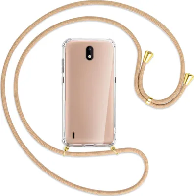 Produktbild von Handykette Backcover-Schutzhülle mit Band (Metall goldfarben) für Nokia 1.3 - beige