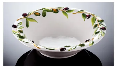 Produktbild von Bassano Italienische Keramik große runde Olivenschüssel "Venezia" 33x9