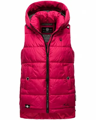 Produktbild von Marikoo Zarinaa Damen Herbst Steppweste mit Kapuze Bodywarmer Vegan Ärmellose Weste Fuchsia Gr. 36 - S