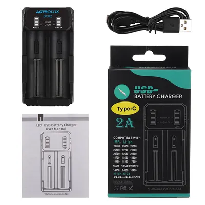 Produktbild von Astrolux USB-Akkuladegerät mit zwei Steckplätzen für Li-Ion/IMR/INR/ICR Ni-MH Ni-Cd 2170
