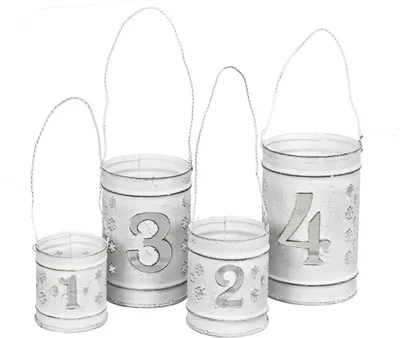 Produktbild von Hängewindlichter LIGHTS shabby weiß aus Metall Advent Windlichter 1-4 Adventskranz