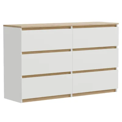 Produktbild von Kommode Schubladenkommode Weiß Eiche Torro 100 cm mit 6 Schubladen modern geräumig für Wohnzimmer Schlafzimmer