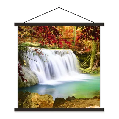 Produktbild von MuchoWow® Textilposter Herbst - Wasserfall - Natur 40x40 cm mit schwarzem Rahmen - Fotos