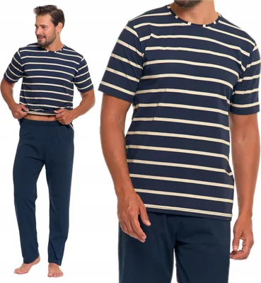 Produktbild von HERREN-PYJAMAS Baumwolle Kurze Ärmel Lange Hose Klassische Streifen MORAJ M