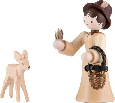 Productafbeelding van Thiel-Figuur: Boswachter met hinde - natuur (6 cm) van Romy Thiel