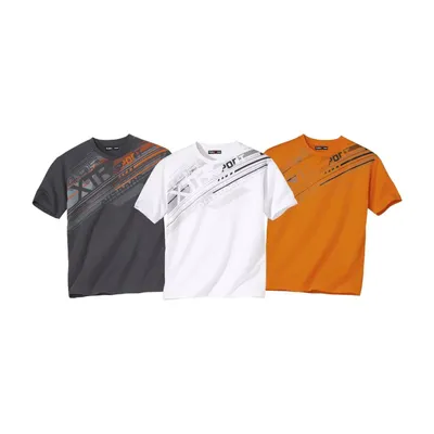 Image de Atlas For Men - T-shirt pour homme - Sport (lot de 3) AF193 (3XL) (Blanc/Gris foncé/Orange)