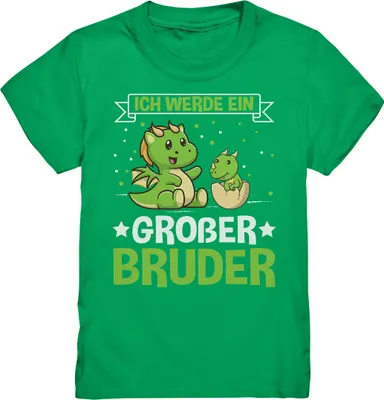 Produktbild von Ich werde ein Großer Bruder Dinos Shirt – Kelly Green / 98/104 (3-4)