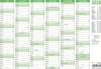 Image de RNK Verlag 2913/26 Calendrier à panneaux 2026 - B4 horizontal, 2x 6 mois, 353 x 250 mm