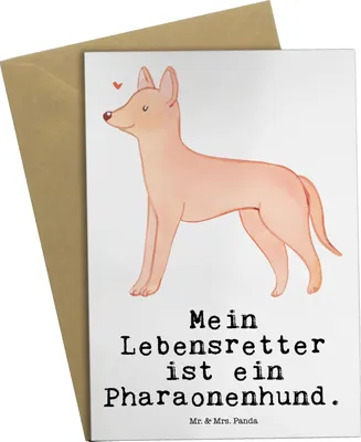 Produktbild von Mr. & Mrs. Panda Glückwunschkarte Pharaonenhund Lebensretter - Weiß - Geschenk, Grußkarten, Pharaoh Hound, weihnachtskarten, einladungskarten, Kelb Tal-Fenek, osterkarte