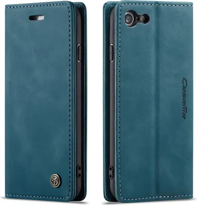 Produktbild von iPhone SE 2020 Hülle, LaimTop Retro Kunstledertasche TPU Innere, Kartenfächer, Magnetverschluss, Klapphülle mit Standfunktion Schutzhülle für iPhone SE 2020 / iPhone 7 / iPhone 8 Blau