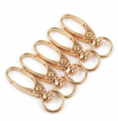 5er Set Bolzen-Karabiner in Gold, Taschenkarabiner für Gurtband.