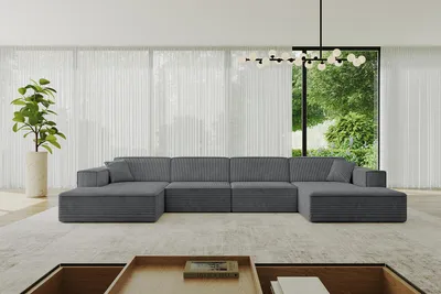 Produktbild von ALTDECOR Ecksofa in U-Form IREA-U2-v4 386x165x77 cm Dunkelgrau Corner Sofa Bett Eckcouch Couch L-Form Wohnlandschaft Cauchsofa