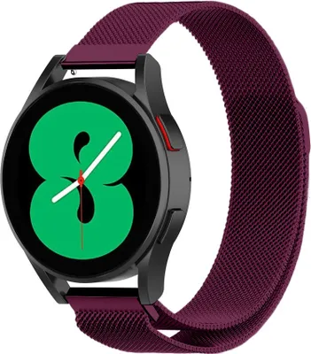 Produktbild von Strap-it Milanese Armband - Kompatibel mit Samsung Galaxy Watch 4 Armband 44mm Edelstahl Armband mit Magnetverschluss - Ersatzarmband - Hochwertiges Material - für Samsung Galaxy Armband Lila