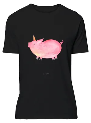 Produktbild von Mr. & Mrs. Panda Tshirt Einhorn Schwein - Schwarz - Geschenk, T-Shirt, Englisch, mit Aufdruck, Spruch, English, S, Unicorn, Jersey-Shirt, Shirt, Einhörner