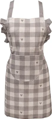 Produktbild von Clayre & Eef Schürze für Kinder 48x56 cm Grau Beige Baumwolle Herzen