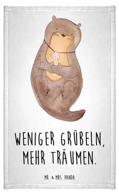 Produktbild von Mr. & Mrs. Panda Handtuch Otter Muschel - Weiß - Geschenk, Gästehandtuch 30x50, Motivation, Büro, Gästetuch, Kleines, Positiv, Optimistisch, Frotteehandtuch, Träumen