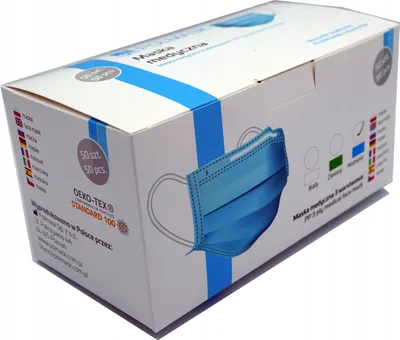 Zdjęcie produktu dla Maska Medyczna En14683 Barierowa 50 Sztuk