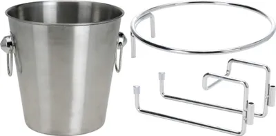 Obrázek produktu pro Cheqo nerezový chladicí/ledový kbelík na šampaňské s držákem na pracovní desku nebo stůl - 3 litry - 22 x 22 cm